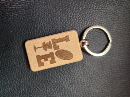 Disc Golf Love Wood Keychain