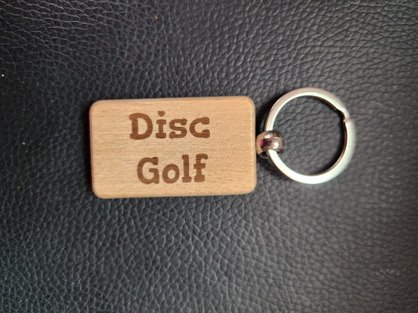 Disc Golf Love Wood Keychain