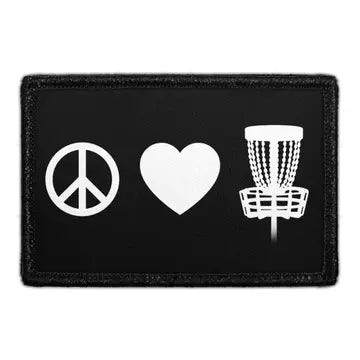 Peace Love Disc Golf 3" x 2" Removable Velcro Patch